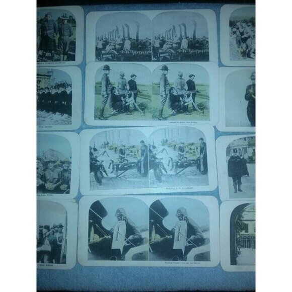 13 Lot WWI Stereoview Machine Guns Aeroplane Gas Mask Soldiers French American - Picture 3 of 9